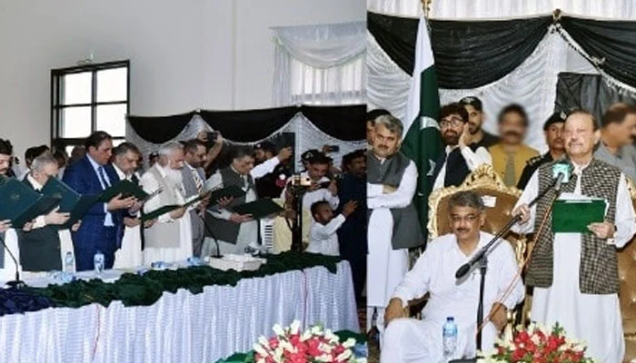 آزاد کشمیر کابینہ میں 27 نئے وزرا نے حلف اٹھالیا، مجموعی تعداد 29 ہوگئی