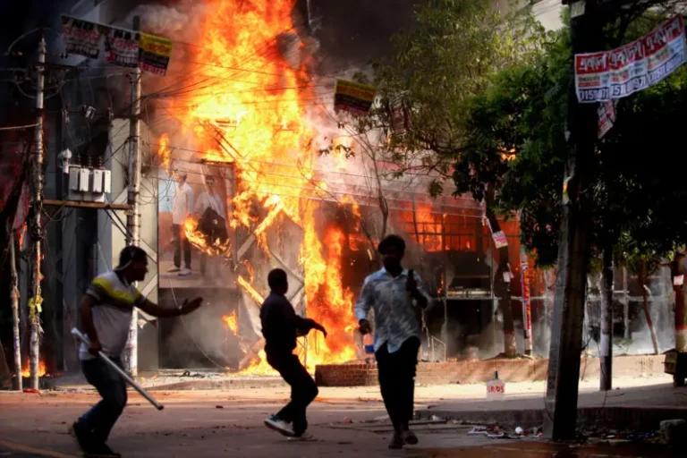 bangladesh protest fire