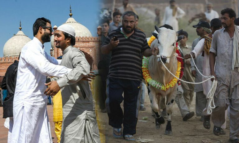ملک بھر میں عیدالاضحیٰ مذہبی جوش وجذبے سے منائی جا رہی ہے : لاکھوں جانور قربان eid ul azha