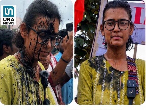 بھارت میں طالب علم رہنما نیہا بورا کے چہرے پر سیاہی پھینک دی گئی neha india ink